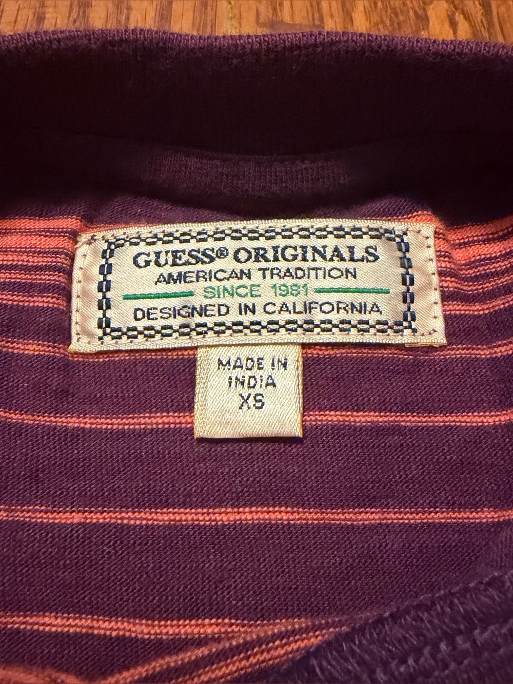 GUESS Purple Relaxed Striped T-Shirt - Picture 4 of 4